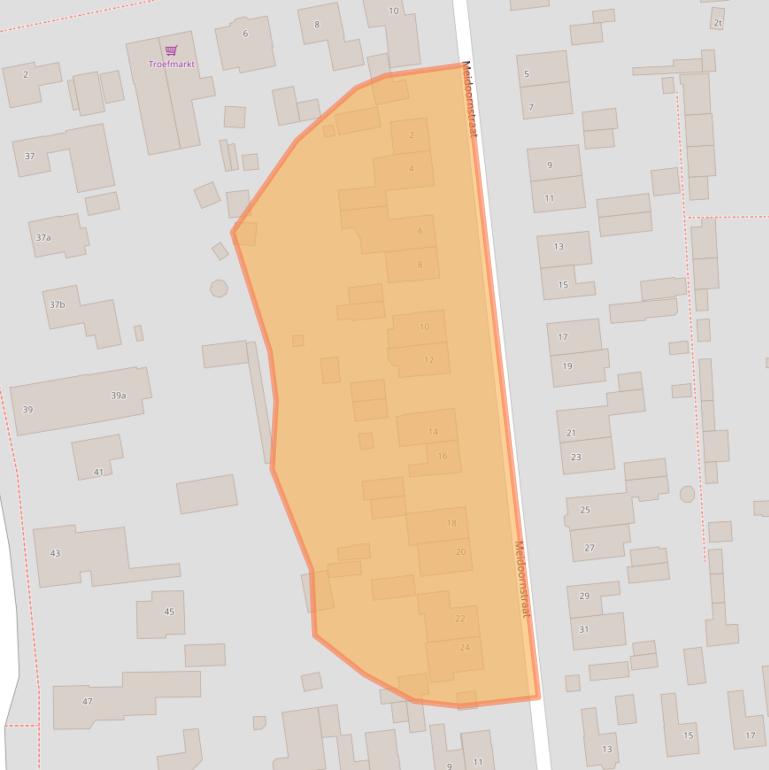 Kaart van postcodegebied 6598BB.