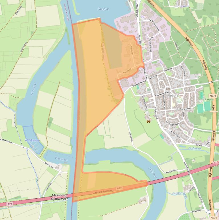 Kaart van postcodegebied 6598BL.