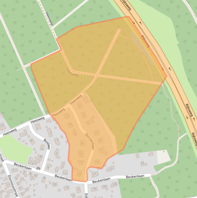 Kaart van postcodegebied 6598BZ.