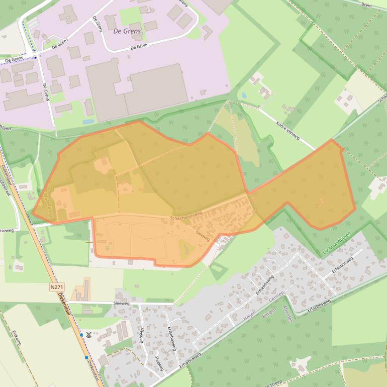 Kaart van postcodegebied 6598DB.