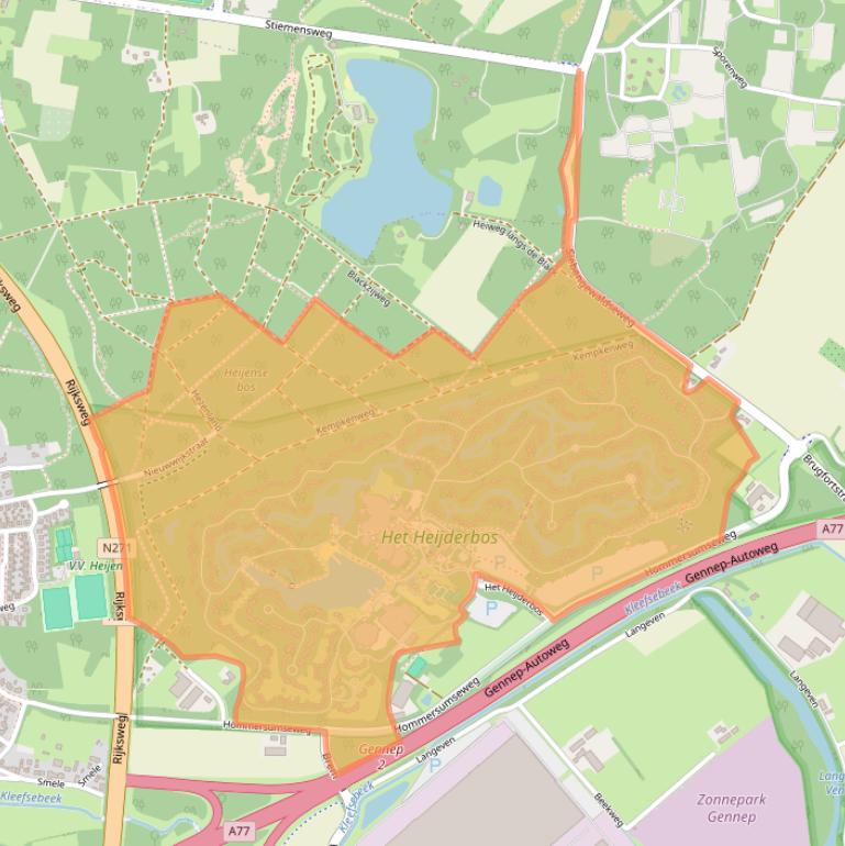 Kaart van postcodegebied 6598LA.