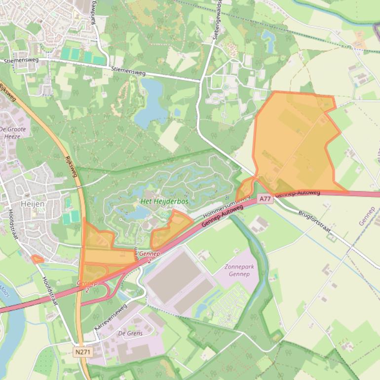 Kaart van postcodegebied 6598MC.