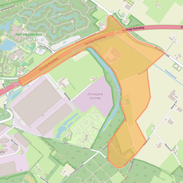 Kaart van postcodegebied 6598MD.