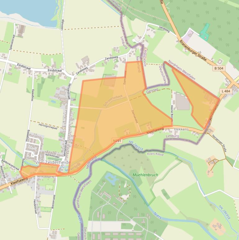Kaart van postcodegebied 6599AB.