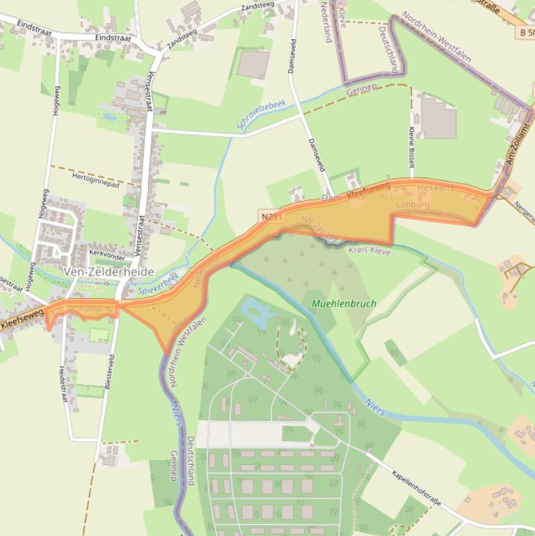 Kaart van postcodegebied 6599AD.