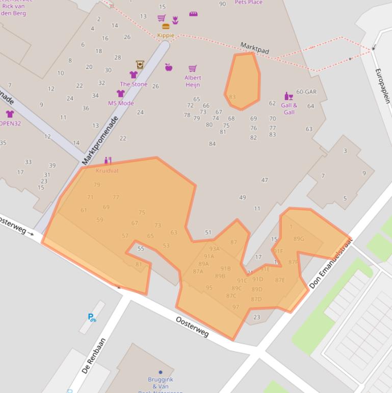 Kaart van postcodegebied 6602HC.