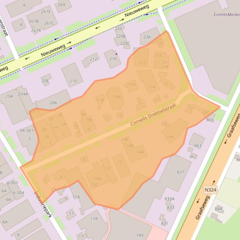 Kaart van postcodegebied 6603BH.