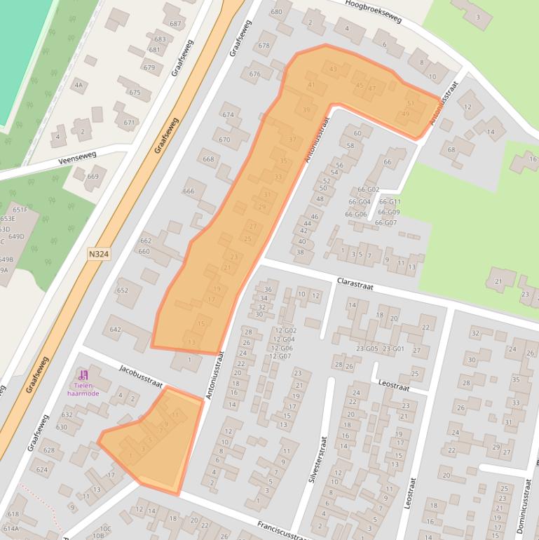 Kaart van postcodegebied 6603DT.