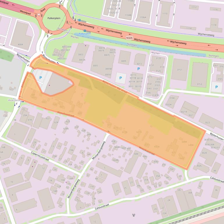 Kaart van postcodegebied 6604CK.