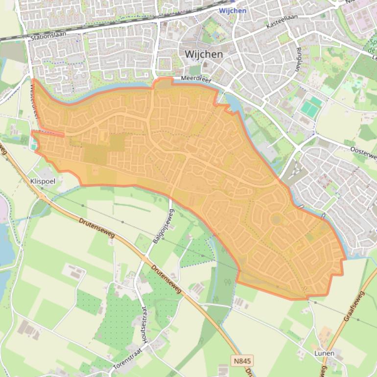 Kaart van postcodegebied 6605.