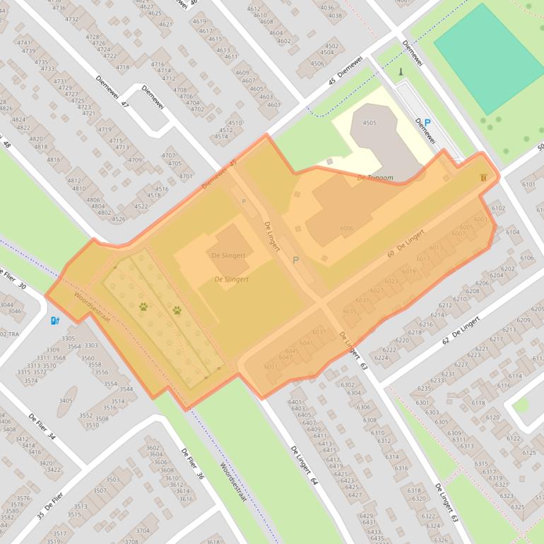 Kaart van postcodegebied 6605DT.