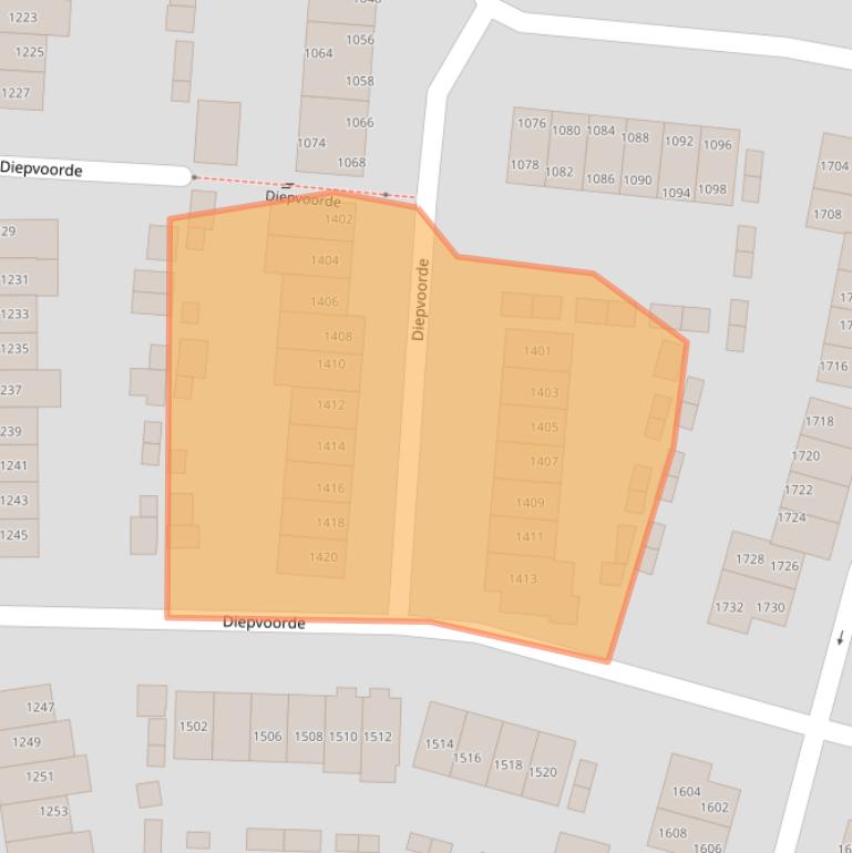 Kaart van postcodegebied 6605EN.