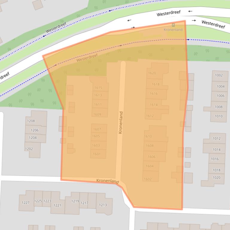 Kaart van postcodegebied 6605RZ.