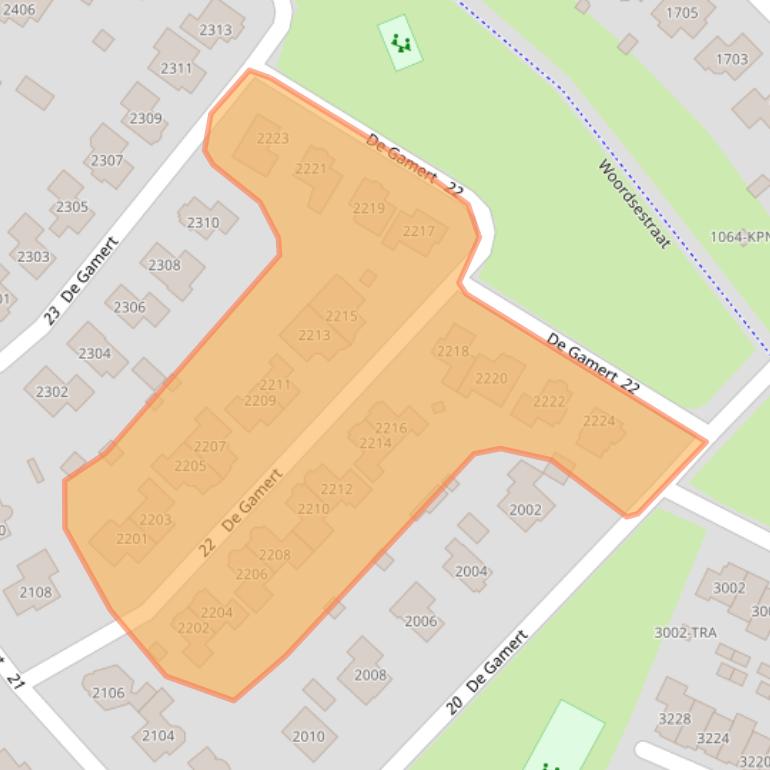 Kaart van postcodegebied 6605WE.