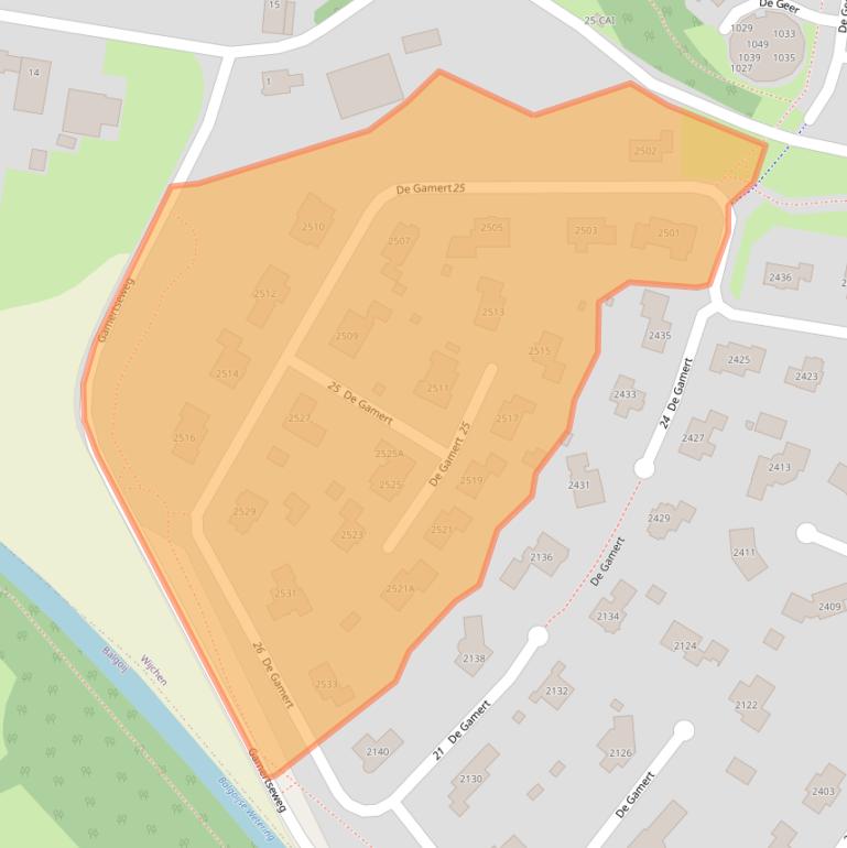 Kaart van postcodegebied 6605WJ.