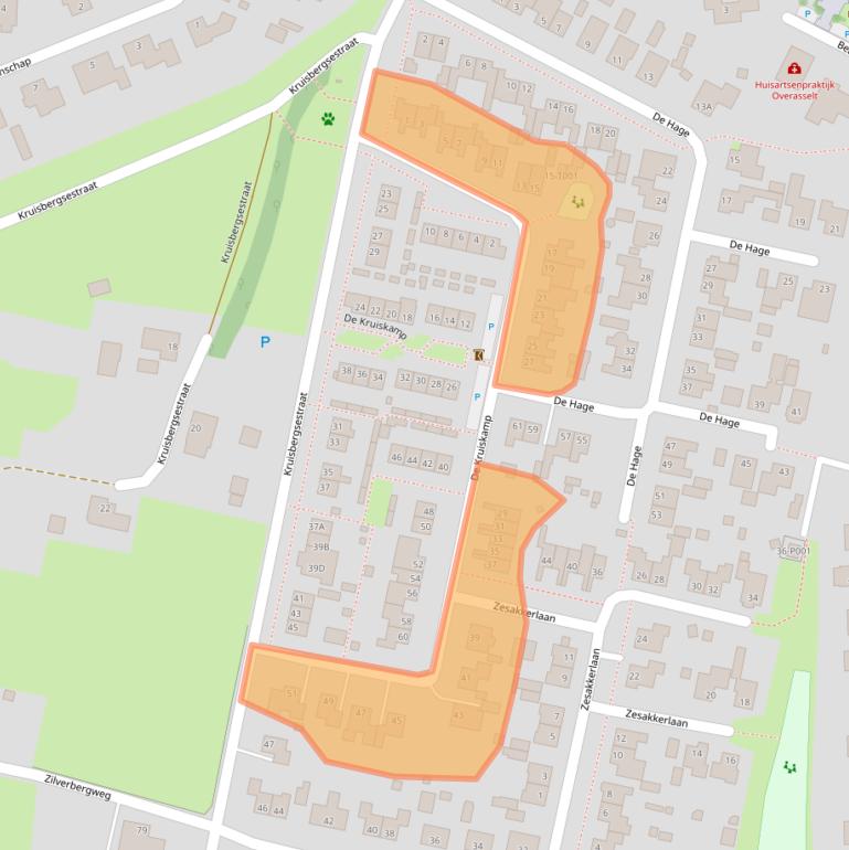 Kaart van postcodegebied 6611AK.