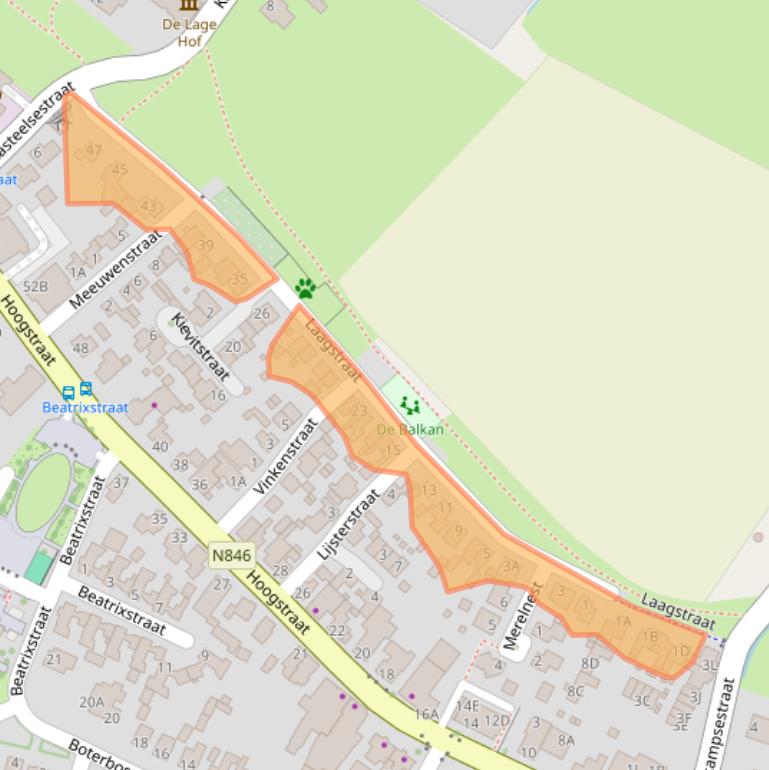 Kaart van postcodegebied 6611CD.