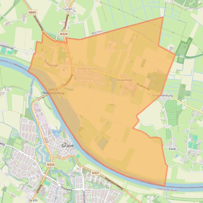 Kaart van postcodegebied 6612.