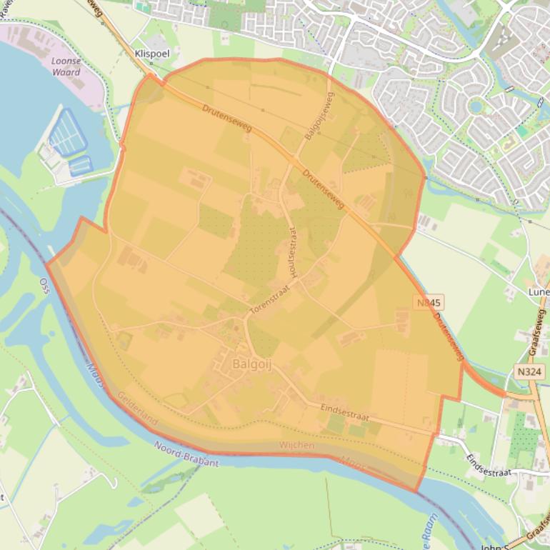 Kaartafbeelding, ingezoomd op postcodegebied 6613.
