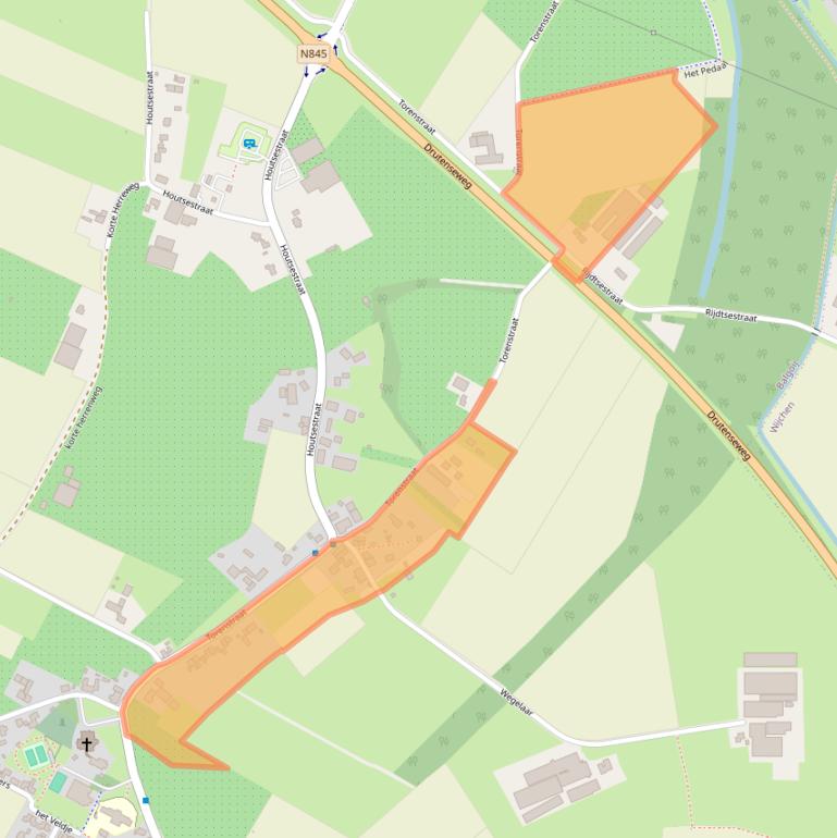 Kaart van postcodegebied 6613AB.