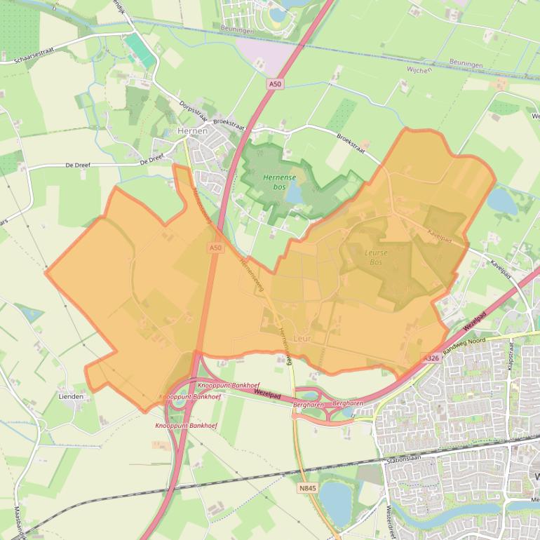 Kaartafbeelding, ingezoomd op postcodegebied 6615.