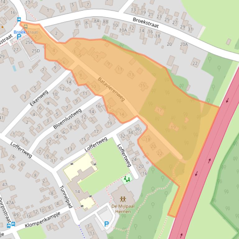 Kaart van postcodegebied 6616AR.