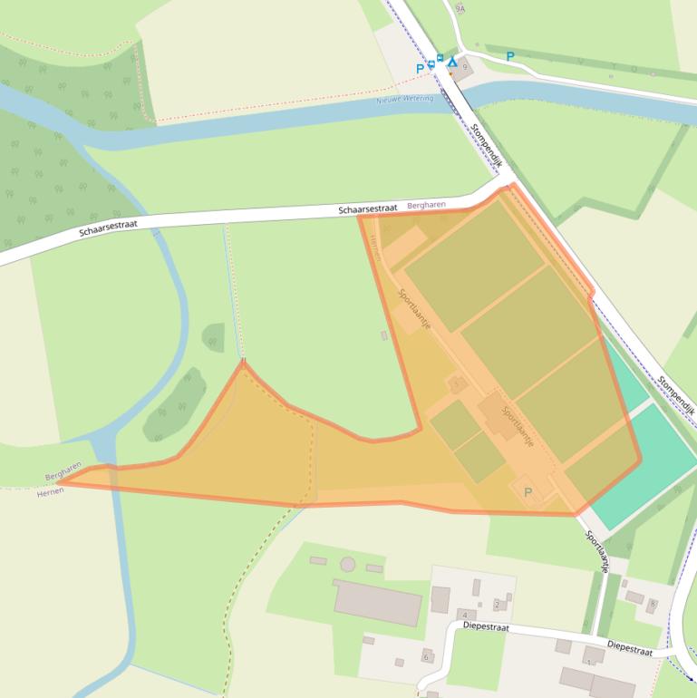 Kaart van postcodegebied 6616BD.