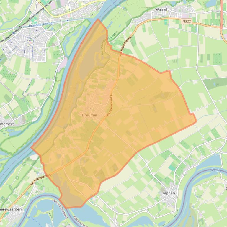 Kaart van postcodegebied 6621.