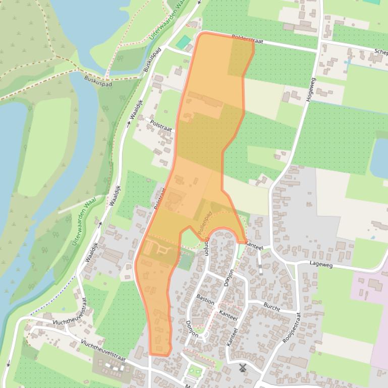 Kaart van postcodegebied 6621AT.