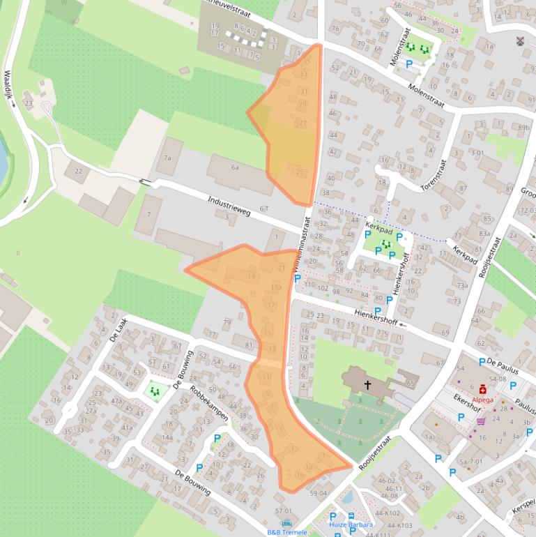 Kaart van postcodegebied 6621BA.