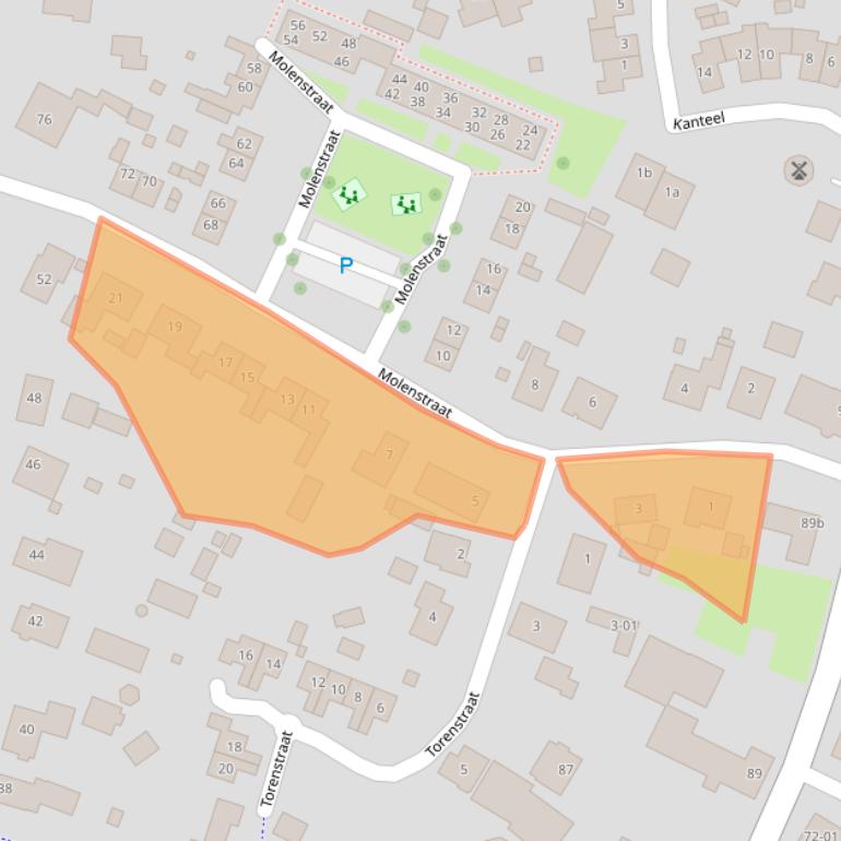 Kaart van postcodegebied 6621BE.