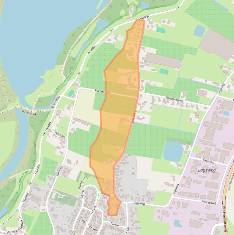 Kaart van postcodegebied 6621BM.