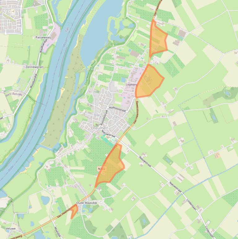 Kaart van postcodegebied 6621KM.