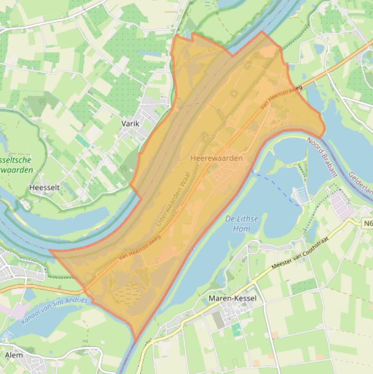 Kaart van postcodegebied 6624.