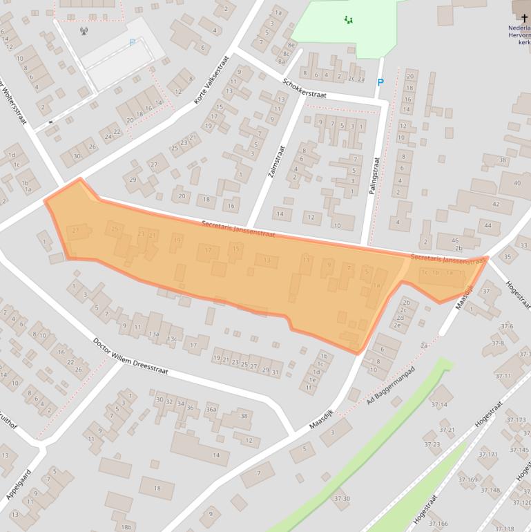 Kaart van postcodegebied 6624AC.