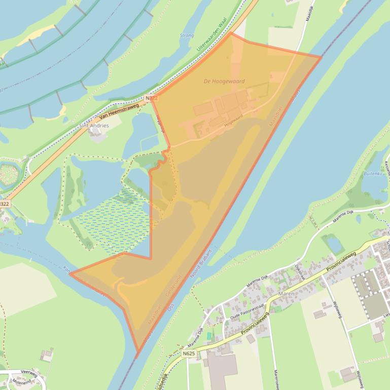 Kaart van postcodegebied 6624KP.