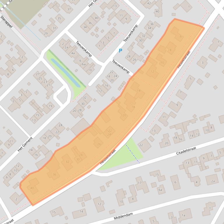 Kaart van postcodegebied 6626BN.