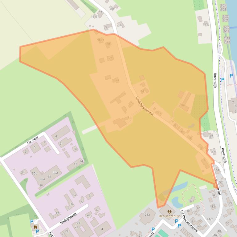 Kaart van postcodegebied 6627KD.