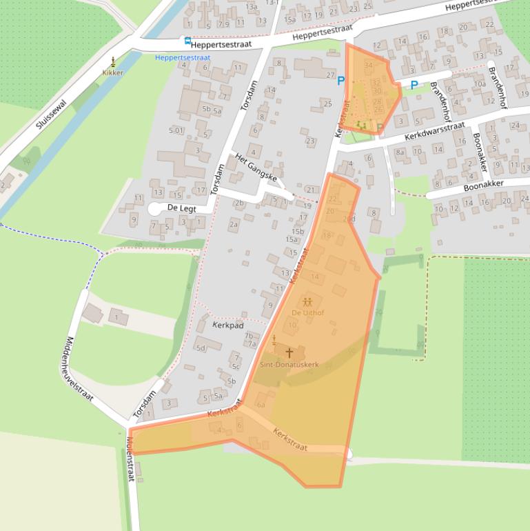 Kaart van postcodegebied 6628AC.