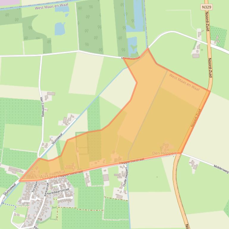 Kaart van postcodegebied 6628AH.