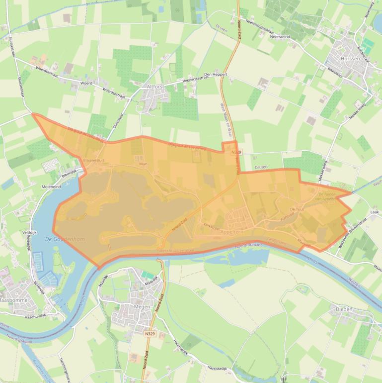 Kaart van postcodegebied 6629.