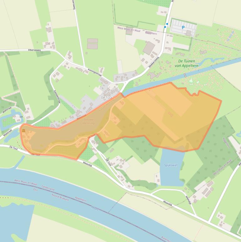 Kaart van postcodegebied 6629AA.