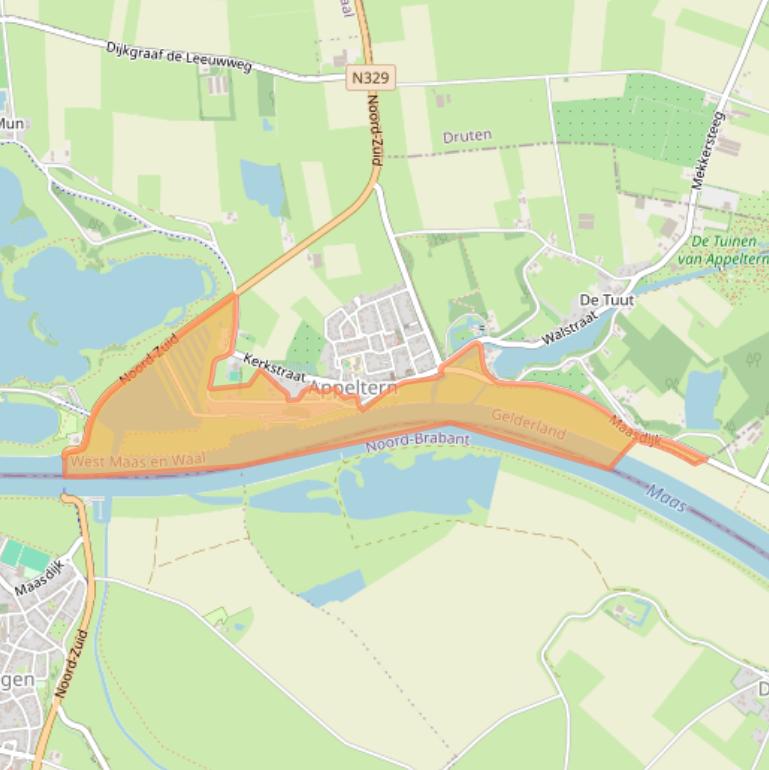 Kaart van postcodegebied 6629KD.