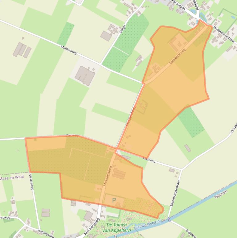 Kaart van postcodegebied 6631KW.