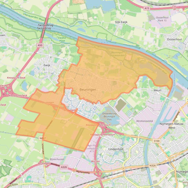 Kaart van postcodegebied 6641.