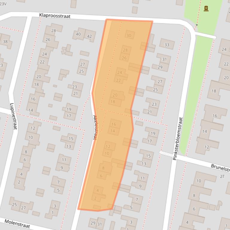 Kaart van postcodegebied 6641AT.
