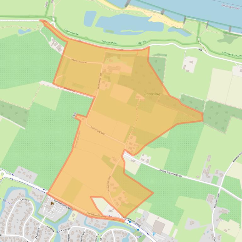 Kaart van postcodegebied 6641KZ.