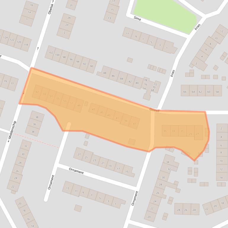 Kaart van postcodegebied 6641NB.