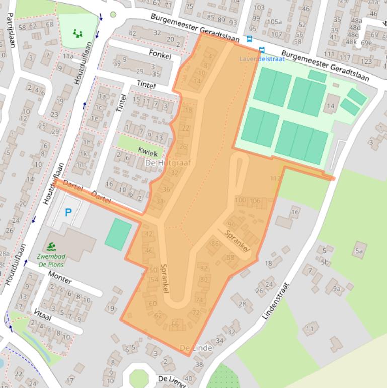 Kaart van postcodegebied 6641RV.