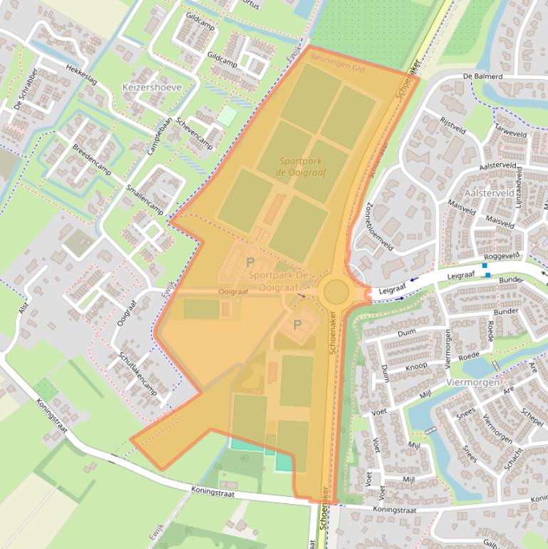 Kaart van postcodegebied 6641TZ.